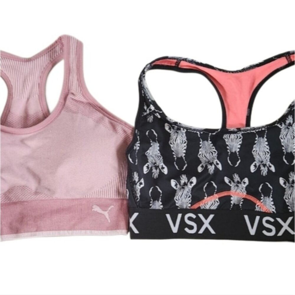 Puma/VSX Sports Bras Sm Pink‎ And Black Zebra Comfort Band Athleisure